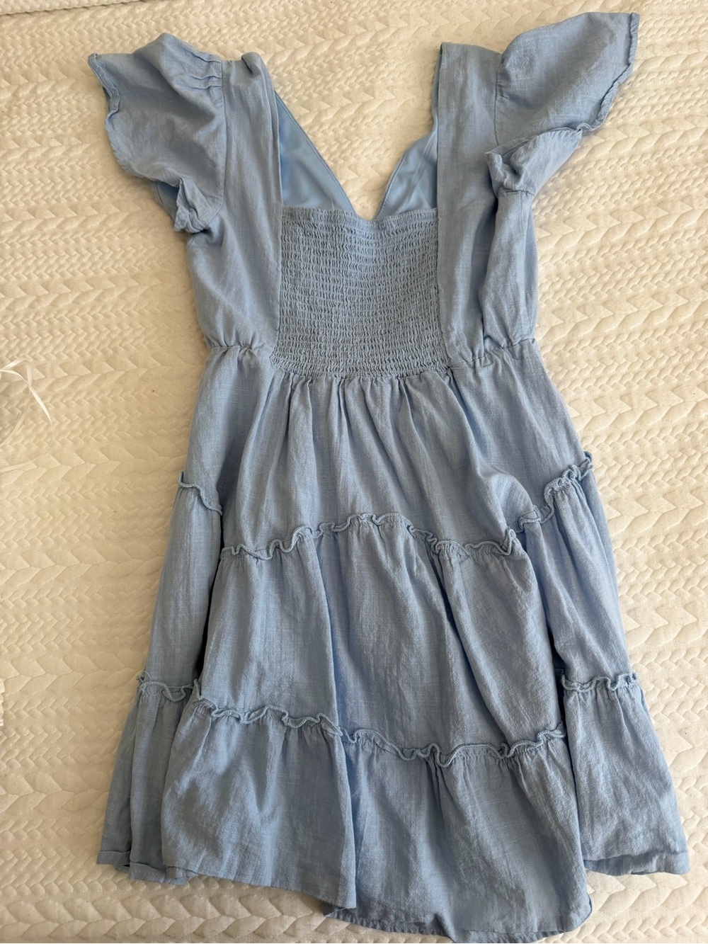 Altar'd State Light Blue Ruffle Tiered Midi Dress